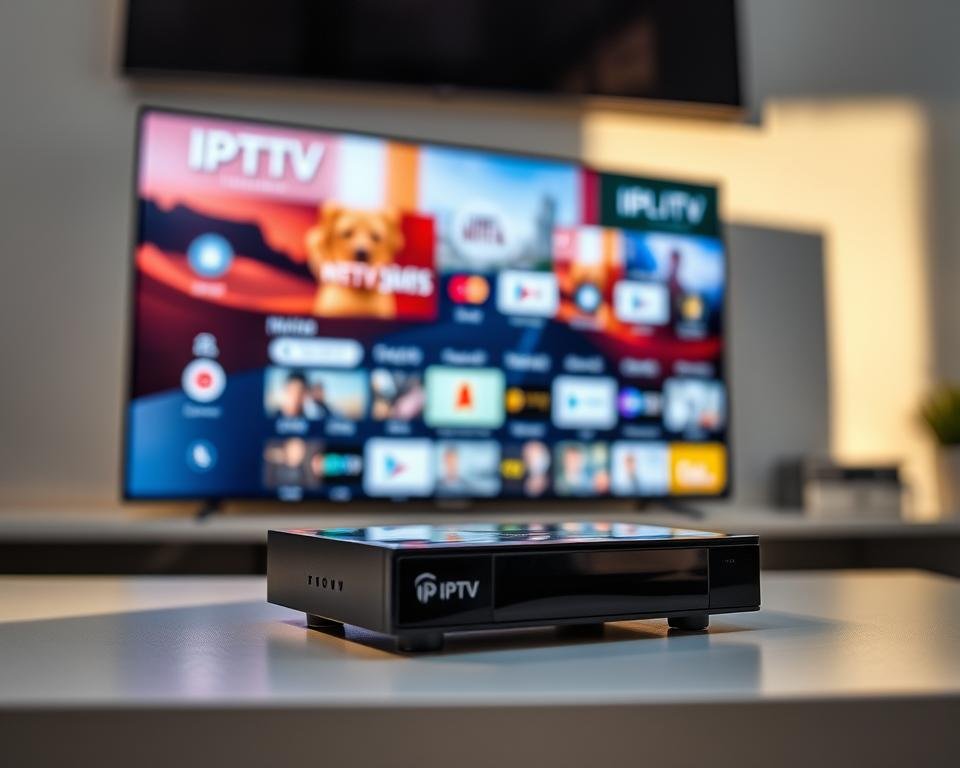 A close-up view of a modern IPTV streaming device, displaying a high-definition video feed with vibrant colors and sharp details. The screen showcases a range of streaming platforms and services, reflecting the diverse content available through IPTV. The device is situated on a sleek, minimalist surface, bathed in soft, directional lighting that creates a sense of depth and emphasizes the clarity of the image. The background is blurred, allowing the streaming device to be the focal point, conveying the importance of high-quality streaming for the optimal viewing experience. A close-up view of a modern IPTV streaming device, displaying a high-definition video feed with vibrant colors and sharp details. The screen showcases a range of streaming platforms and services, reflecting the diverse content available through IPTV. The device is situated on a sleek, minimalist surface, bathed in soft, directional lighting that creates a sense of depth and emphasizes the clarity of the image. The background is blurred, allowing the streaming device to be the focal point, conveying the importance of high-quality streaming for the optimal viewing experience.