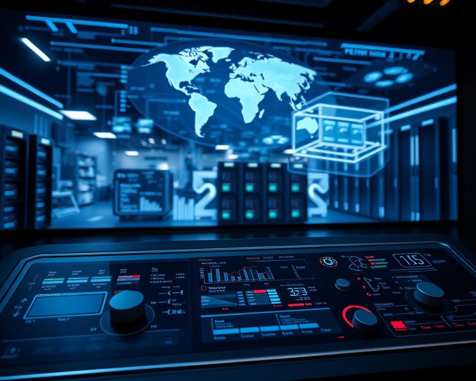 A high-tech, futuristic control panel showcasing the technical advantages of a premium IPTV service. In the foreground, a sleek, minimalist interface displays real-time data and statistics, with toggles and sliders for customizing the streaming experience. The middle ground features a panoramic view of a global network, with data visualizations and server racks, conveying the power and reliability of the infrastructure. In the background, a holographic projection displays a 3D model of the service, highlighting its cutting-edge features and capabilities. The lighting is cool and modern, with sharp shadows and subtle ambient glow, creating a sense of sophistication and advanced technology. A high-tech, futuristic control panel showcasing the technical advantages of a premium IPTV service. In the foreground, a sleek, minimalist interface displays real-time data and statistics, with toggles and sliders for customizing the streaming experience. The middle ground features a panoramic view of a global network, with data visualizations and server racks, conveying the power and reliability of the infrastructure. In the background, a holographic projection displays a 3D model of the service, highlighting its cutting-edge features and capabilities. The lighting is cool and modern, with sharp shadows and subtle ambient glow, creating a sense of sophistication and advanced technology.