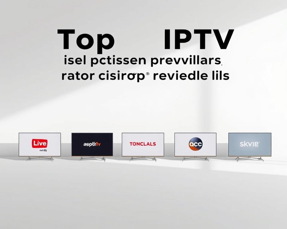 A sleek, minimalist product showcase of the top IPTV service providers for UK smart TVs. Set against a clean, white backdrop, the scene features a row of modern, low-profile smart TV devices in various colors, each prominently displaying a distinct service provider logo. The devices are arranged in an orderly, visually appealing manner, casting subtle shadows that add depth and dimension. Soft, diffused lighting illuminates the scene, creating a sense of sophistication and professionalism. The overall composition conveys a sense of authority, quality, and the leading IPTV options available to UK consumers. A sleek, minimalist product showcase of the top IPTV service providers for UK smart TVs. Set against a clean, white backdrop, the scene features a row of modern, low-profile smart TV devices in various colors, each prominently displaying a distinct service provider logo. The devices are arranged in an orderly, visually appealing manner, casting subtle shadows that add depth and dimension. Soft, diffused lighting illuminates the scene, creating a sense of sophistication and professionalism. The overall composition conveys a sense of authority, quality, and the leading IPTV options available to UK consumers.