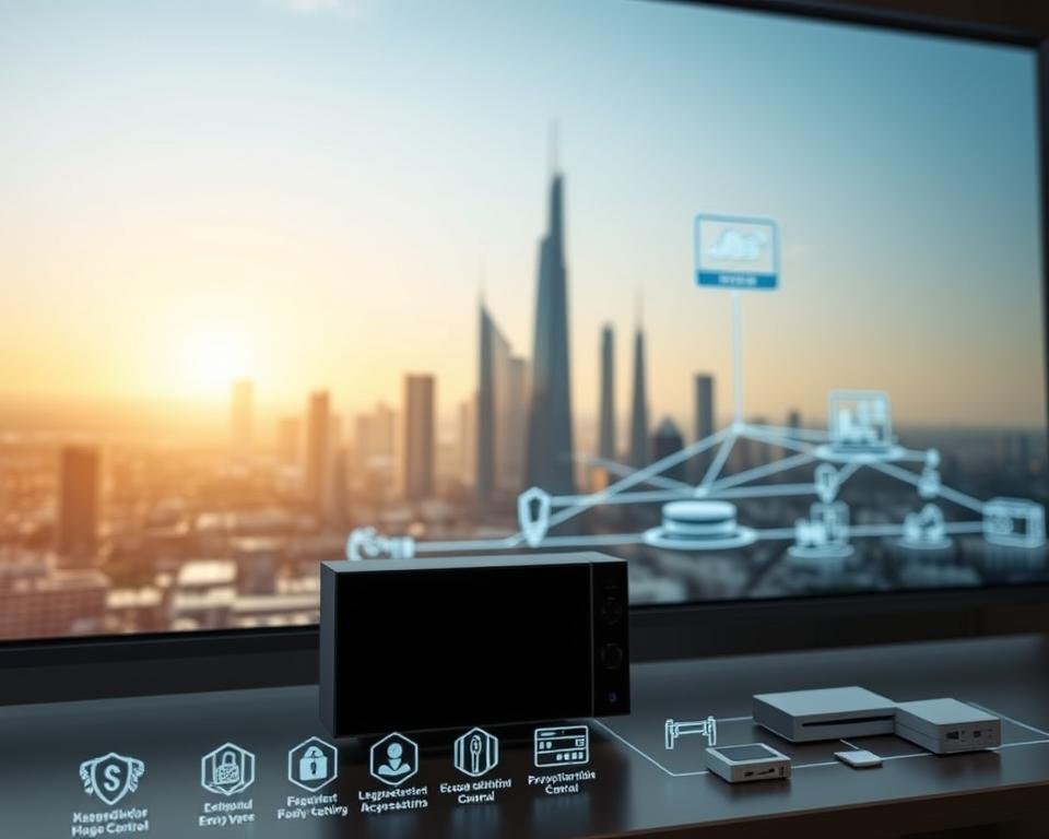 A sleek, modern IPTV security solution system with a clean, minimalist interface. The foreground features various icons and visual elements representing security protocols, encryption, and access control. The middle ground showcases a network diagram with interconnected devices, servers, and cloud-based infrastructure. The background depicts a subtle, futuristic cityscape with tall, angular buildings and a glowing skyline, conveying a sense of technological sophistication. The lighting is crisp and evenly distributed, highlighting the system's advanced features. The camera angle is slightly elevated, providing a comprehensive overview of the IPTV security solution's technical specifications and requirements. A sleek, modern IPTV security solution system with a clean, minimalist interface. The foreground features various icons and visual elements representing security protocols, encryption, and access control. The middle ground showcases a network diagram with interconnected devices, servers, and cloud-based infrastructure. The background depicts a subtle, futuristic cityscape with tall, angular buildings and a glowing skyline, conveying a sense of technological sophistication. The lighting is crisp and evenly distributed, highlighting the system's advanced features. The camera angle is slightly elevated, providing a comprehensive overview of the IPTV security solution's technical specifications and requirements.