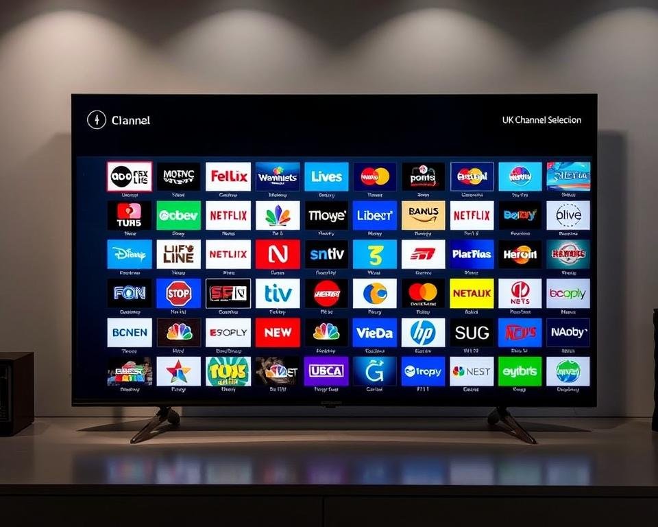 A sophisticated IPTV UI displaying a comprehensive grid of UK channel logos against a sleek, modern backdrop. The channels are neatly organized by category, with vivid, high-definition icons showcasing the diverse programming options. Soft, directional lighting illuminates the scene, creating a polished, professional atmosphere. The layout is clean and intuitive, inviting the viewer to explore the wealth of entertainment choices available. This visually striking image effectively captures the essence of a top-tier IPTV UK channel selection, perfectly complementing the "Comprehensive Channel Selection Analysis" section of the article. A sophisticated IPTV UI displaying a comprehensive grid of UK channel logos against a sleek, modern backdrop. The channels are neatly organized by category, with vivid, high-definition icons showcasing the diverse programming options. Soft, directional lighting illuminates the scene, creating a polished, professional atmosphere. The layout is clean and intuitive, inviting the viewer to explore the wealth of entertainment choices available. This visually striking image effectively captures the essence of a top-tier IPTV UK channel selection, perfectly complementing the "Comprehensive Channel Selection Analysis" section of the article.